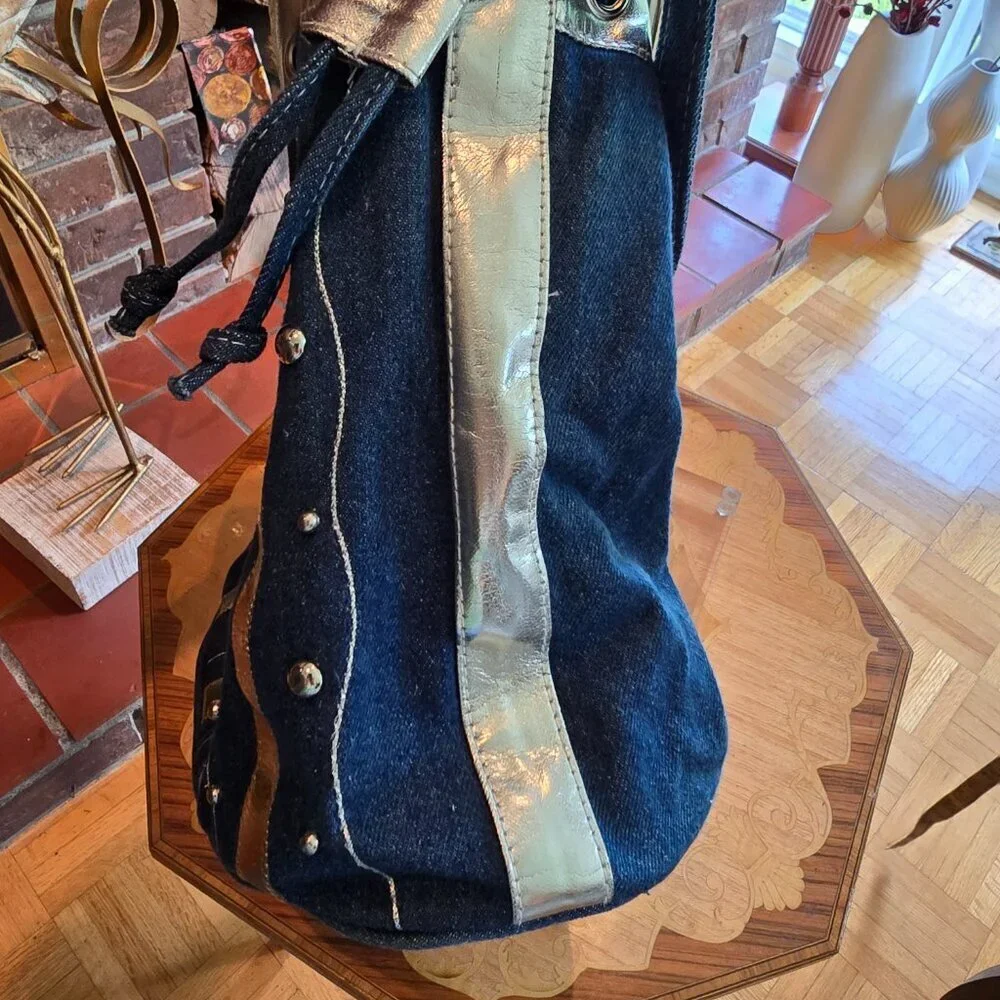 Y2K Denim & Metallic Bag with Mixed Metal Bling - Picture 14 of 14